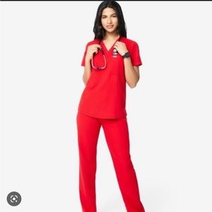 Figs limited edition color (pop red) Yola Skinny scrub pants - size medium